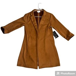 NWT Have Womens Size M Burnt Orange Open Overcoat w/ Faux Suede Look